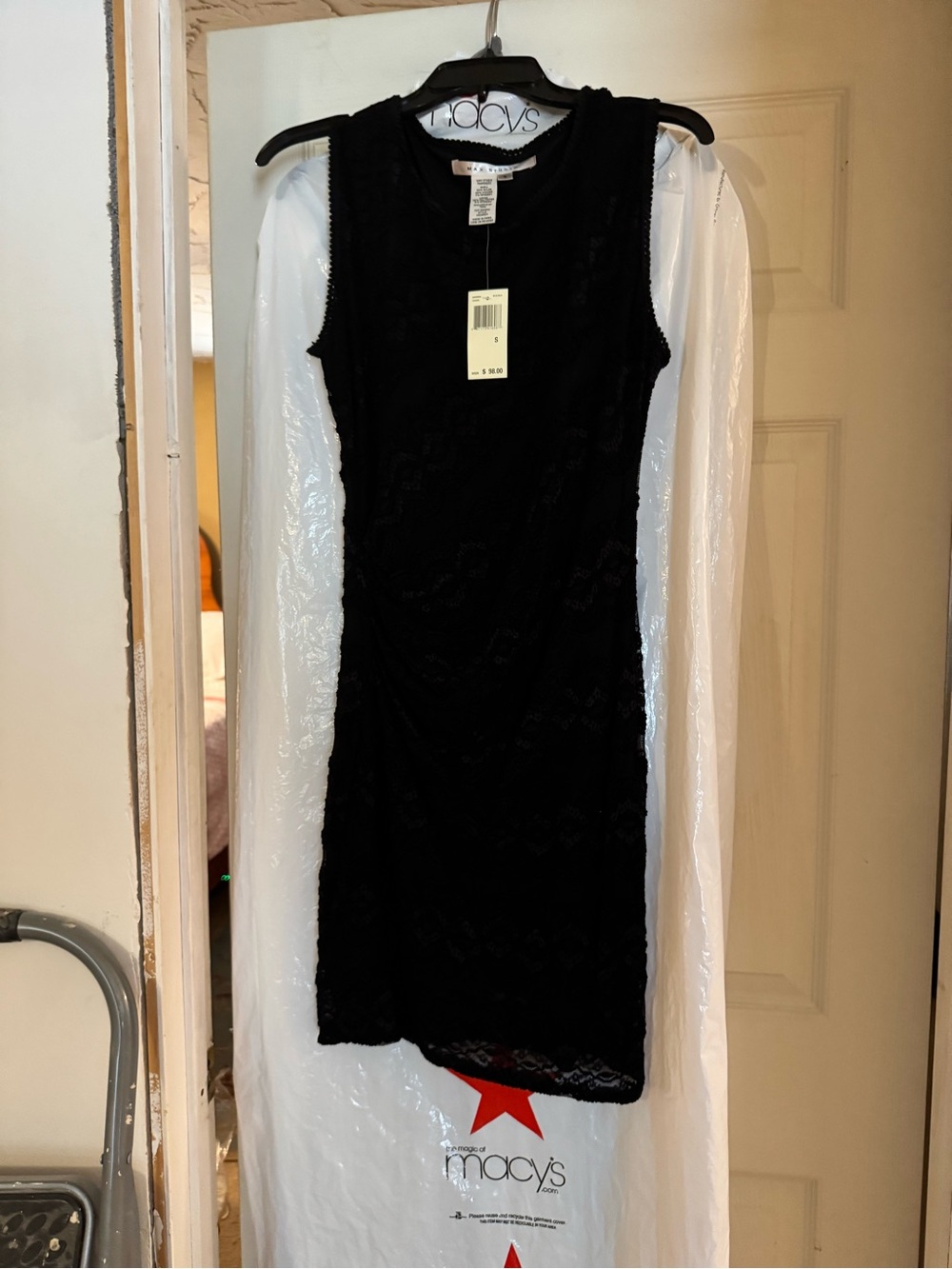 Macy's Black Sleeveless Lace Mini Dress